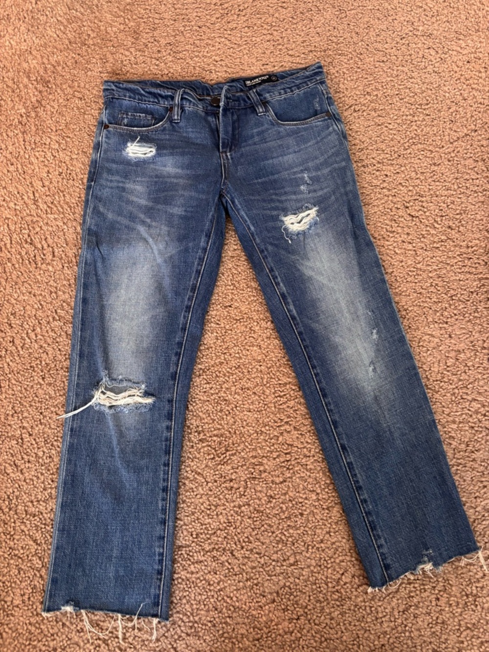 Blank NYC Distressed Crop Dark Blue Straight-Leg Jeans